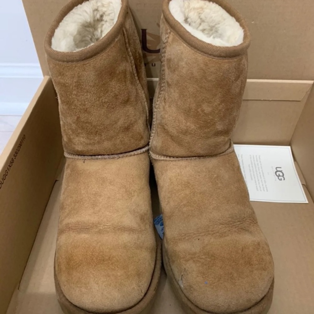 UGG Chestnut Short Boots Size 6 With OG Box